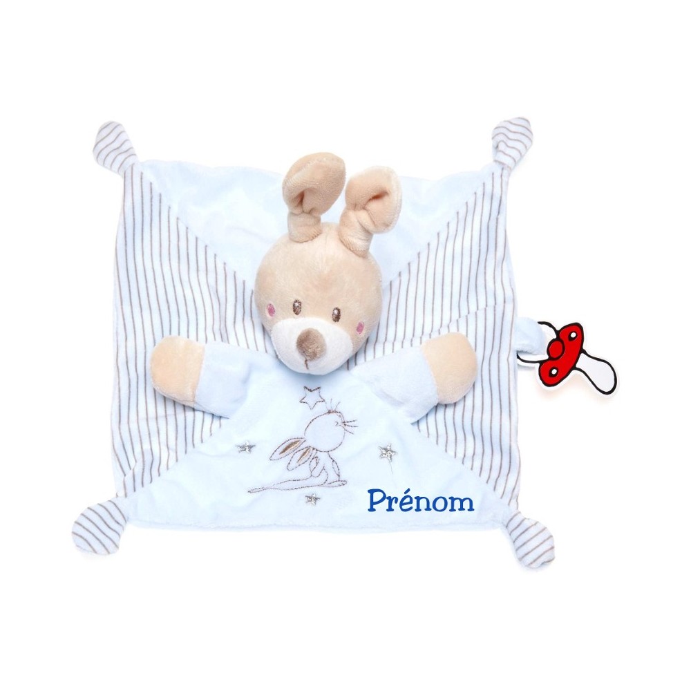 Doudou personnalisé lapin bleu Doudou personnalisé lapin bleu