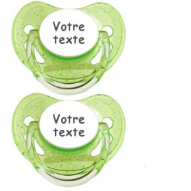 Tétines personnalisées Paillettes (vert)