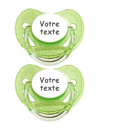 Tétines personnalisées Paillettes (vert)