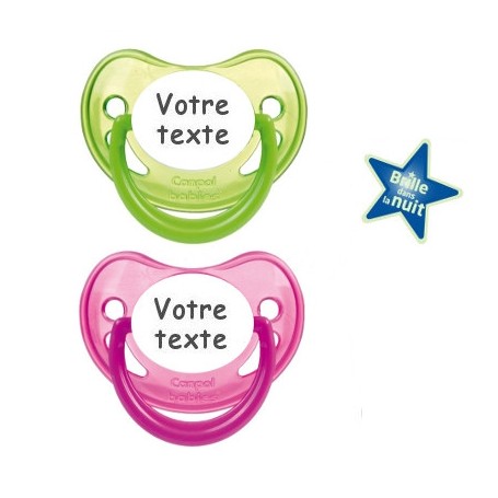 Tétines personnalisées fluo (rose et vert)