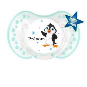 Tétine personnalisée prénom et pingouin