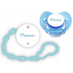 Lot tétine attache (Paillette bleue)
