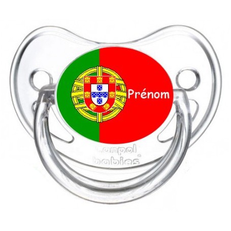 Tétine personnalisée drapeau Portugal et prénom