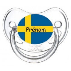 Tétine personnalisée drapeau Suède et prénom