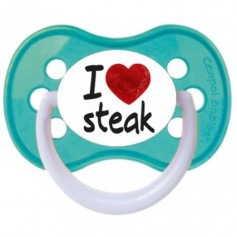 Tétine bébé "I love steak"