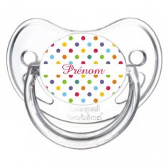 Tétine personnalisée "à pois multicolore"