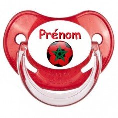 Tétine personnalisée Ballon foot Maroc et prénom