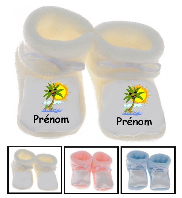 Chaussons Bebe Palmier Prenom Personnalises Tetinebebe