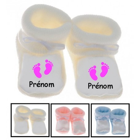 Chaussons bébé Pied fille prénom personnalisés