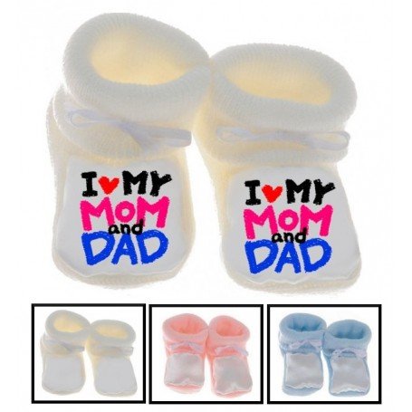 Chaussons bébé I love Mom and Dad