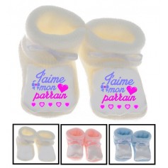 Chaussons bébé J aime mon parrain