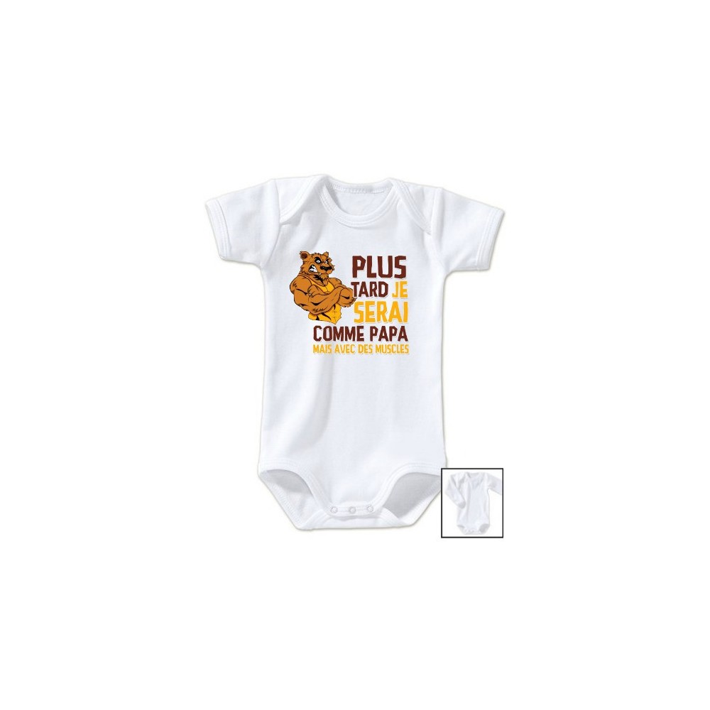 Body Bébé Humour "Papy Viens Vite Ton Gendre M'épuise" - Imprimé En France, Qualité Premium, Tailles Bébé
