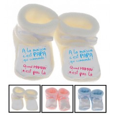 Chaussons bébé A la maison c'est papa qui commande (quand maman n'est pas là)