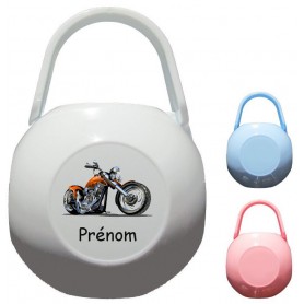 Boîte à tétine personnalisée Moto Prénom 