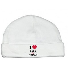 Bonnet bébé I love papa et maman