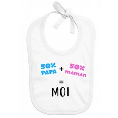 Bavoir bébé 50 papa 50 maman 100 moi