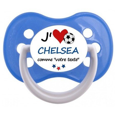 Tétine foot personnalisée J'aime Chelsea