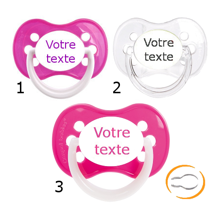 Lot de 3 Tétines personnalisées fille (anatomique) funny rose / funny transparente /owls rose