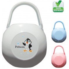Boîte à tétine personnalisée Pingouin Prénom 