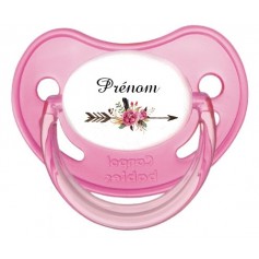 Tétine bébé personnalisée flèche fleur et prénom