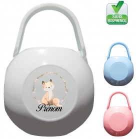 Boîte à tétine personnalisée Renard fleurs Prénom 