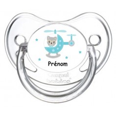 Tétine personnalisée hélicoptère et prénom