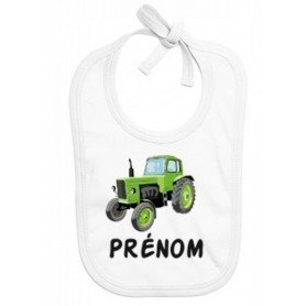 Bavoir bébé personnalisé tracteur prénom