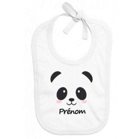 Bavoir bébé personnalisé visage panda fille prénom
