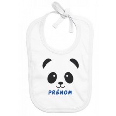 Bavoir bébé personnalisé visage panda garçon prénom