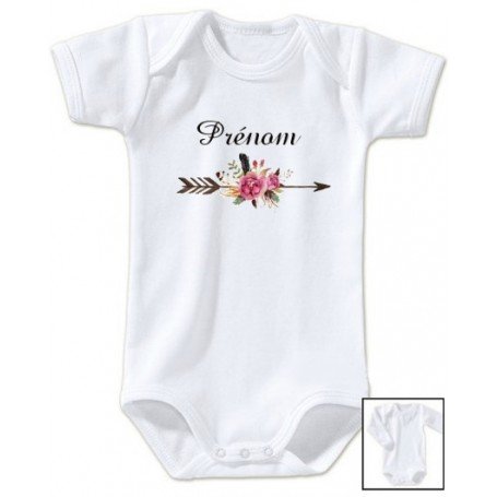 Body bébé personnalisé prénom flèche fleurs