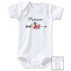 Body bébé personnalisé prénom flèche fleurs