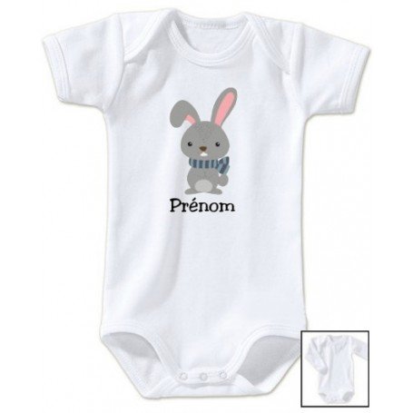 Body bébé personnalisé prénom lapin froid
