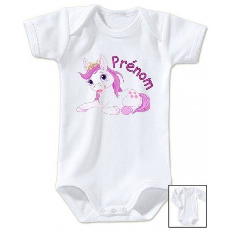 Body bébé personnalisé prénom licorne princesse