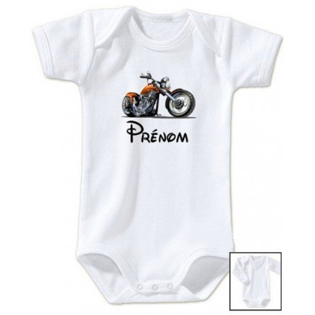 Body bébé personnalisé prénom moto biker