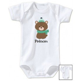 Body bébé personnalisé prénom ours froid