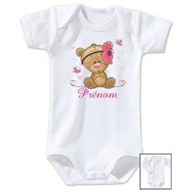 Body bébé personnalisé prénom ourson fillette