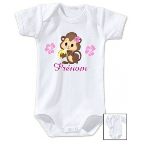 Body bébé personnalisé prénom singe noeud