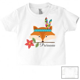 Tee-shirt de bébé renard indien personnalisé