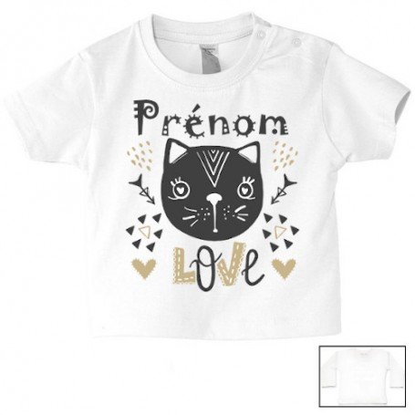 Tee-shirt de bébé chat love personnalisé