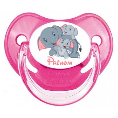 Tétine de bébé famille éléphants personnalisée