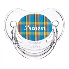 Tétine de bébé Madras Tissus créole bleu