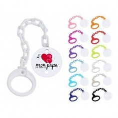 Attache tétine j’aime mon papa il dit toujours oui rouge