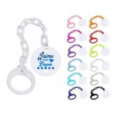 Attache tétine j’aime mon papa cœurs bleus