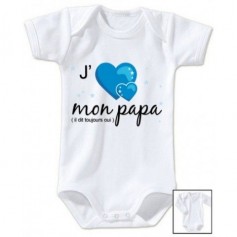Body de bébé j’aime mon papa il dit toujours oui bleu