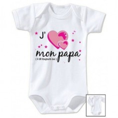 Body de bébé j’aime mon papa il dit toujours oui rose