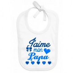Bavoir de bébé j’aime mon papa cœurs bleus