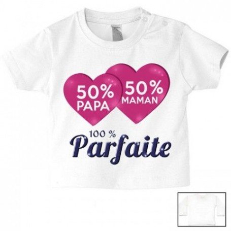 Tee-shirt de bébé 50% maman 50% papa 100% parfaite