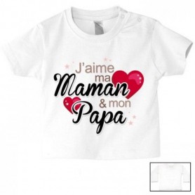 Tee-shirt de bébé j’aime ma maman & mon papa