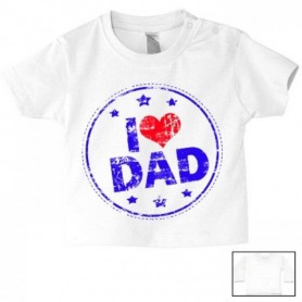 Tee-shirt de bébé i love dad blue
