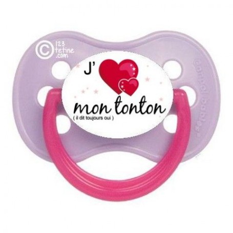 Tétine de bébé j’aime mon tonton il dit toujours oui rose